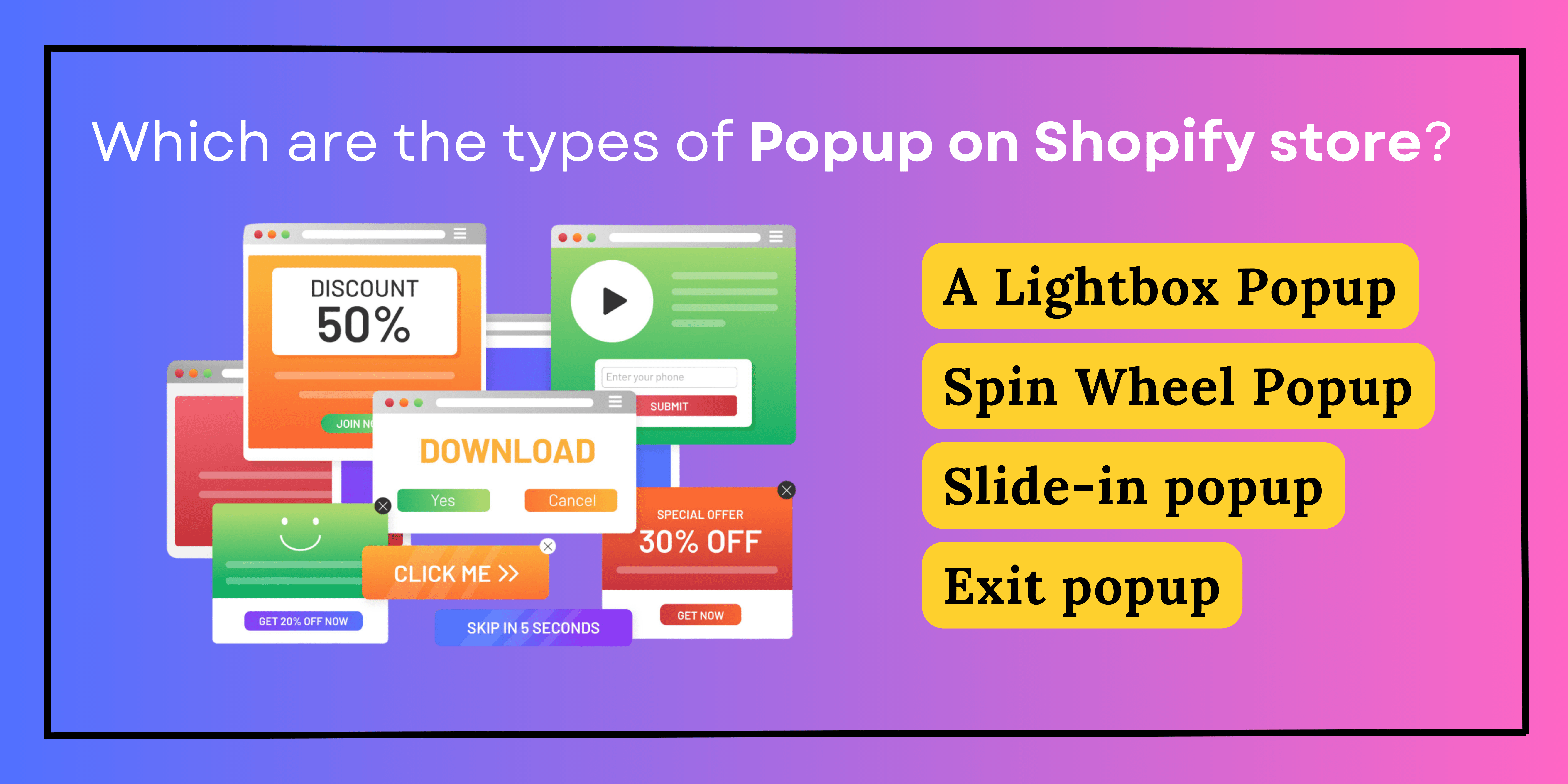 Types of Popups on Shopify store