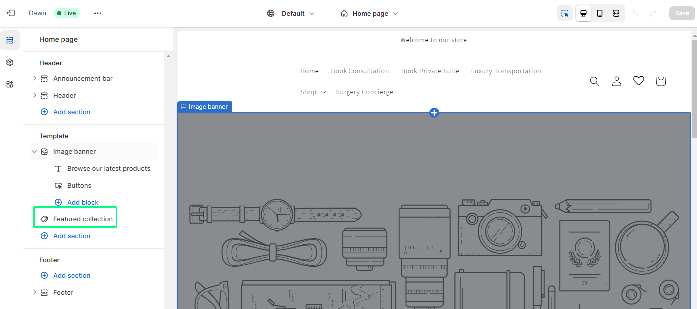 Featured collection Shopify